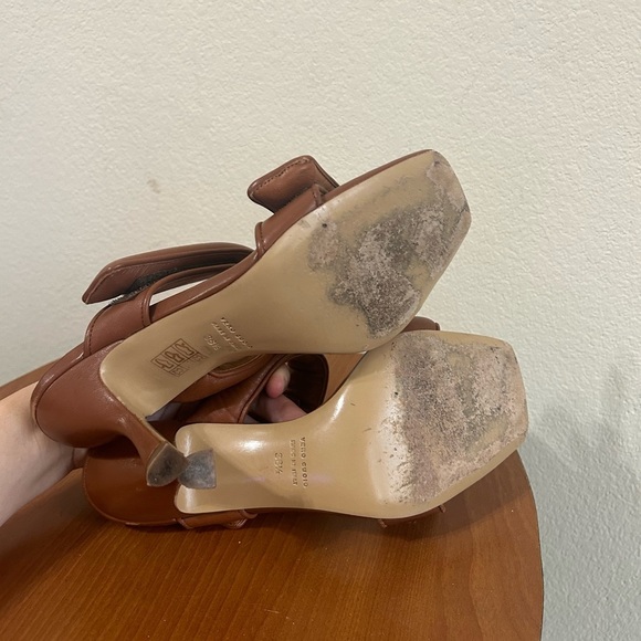 GIABORGHINI Perni Two-Band Puffy Slide High-Heel Sandals Brown Leather Size 38.5 - Picture 7 of 12